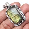 Pendant Shiney Labradorite Gemstone Valentine'Day Gifted Silver Jewelry 2.25"