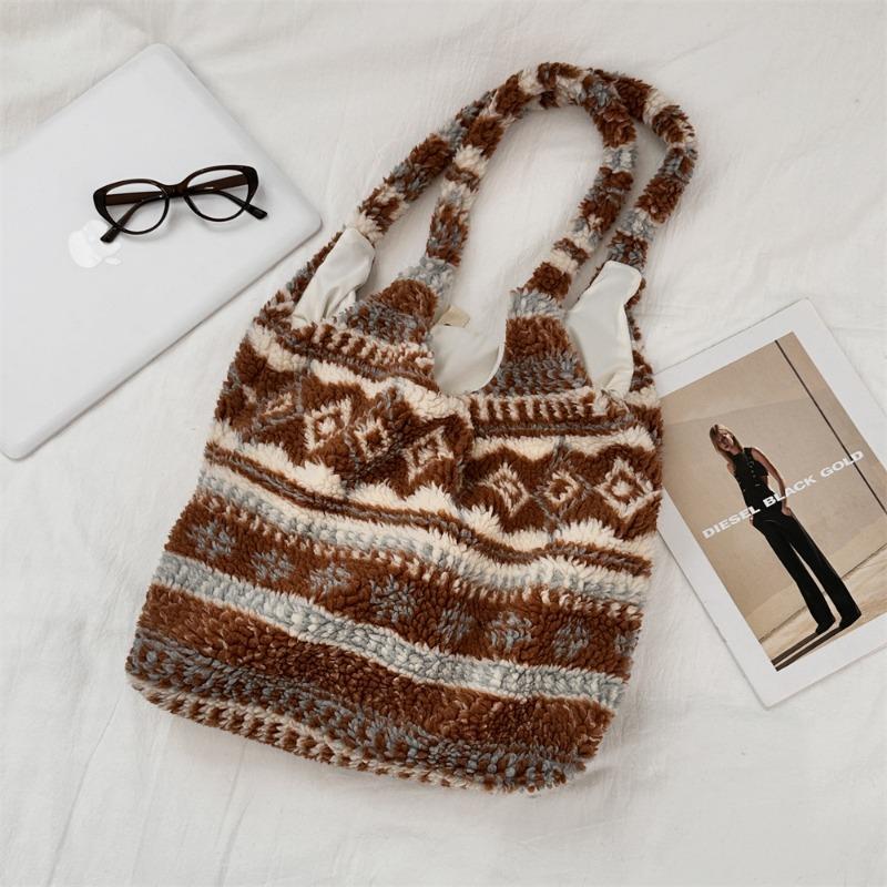 New Plush Puppy Printed Winter Shoulder Vest Bag Large Capacity Women Shoulder Tote Bag