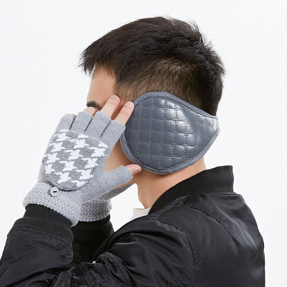 Keep Warmer Plaid Pure Color Blank Winter Ear Cover Plush Earmuffs Men Ear Cover Women Earmuffs