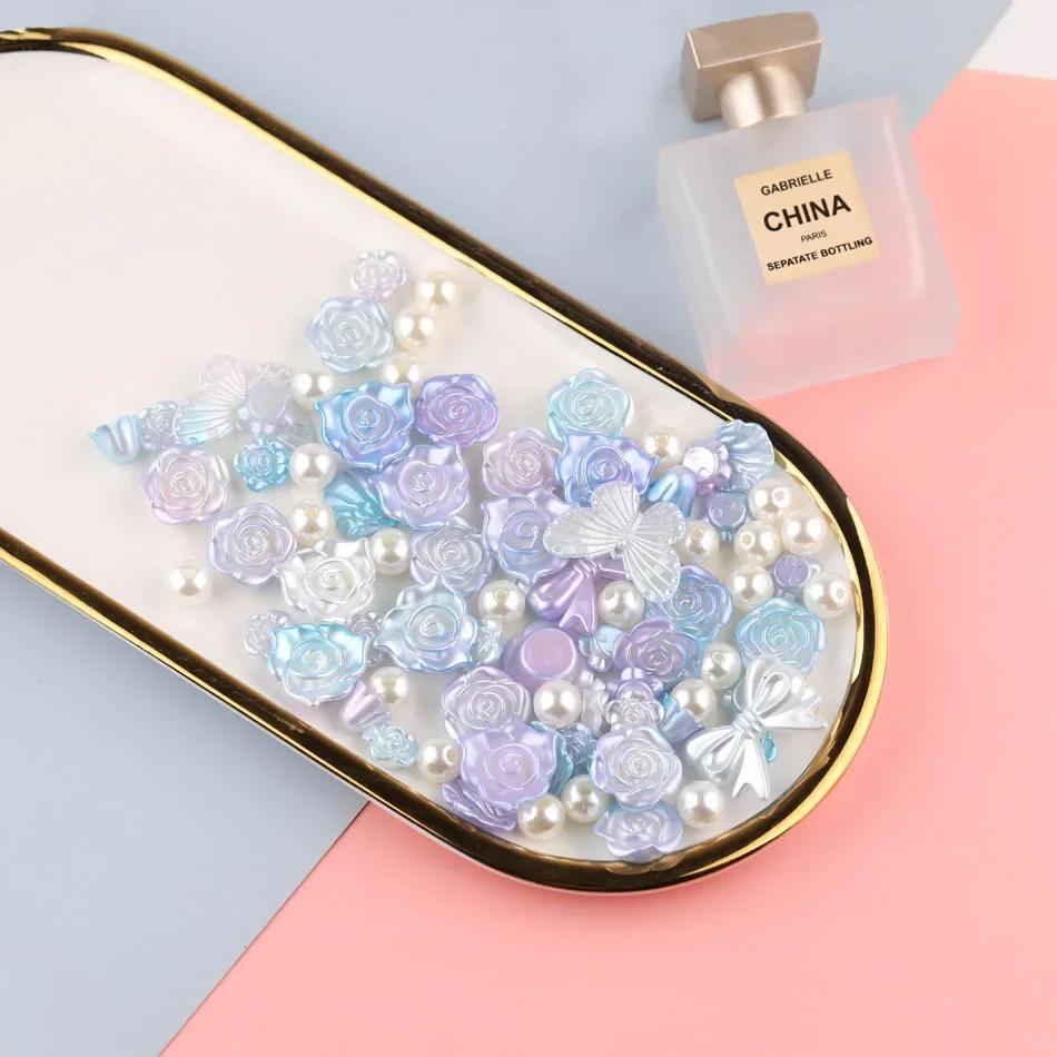 50g Baroque Beautiful Color Bow Butterfly Flower Pearl Material Pack Girl DIY Handmade Cream Gel Phone Case Hairpin Decoration