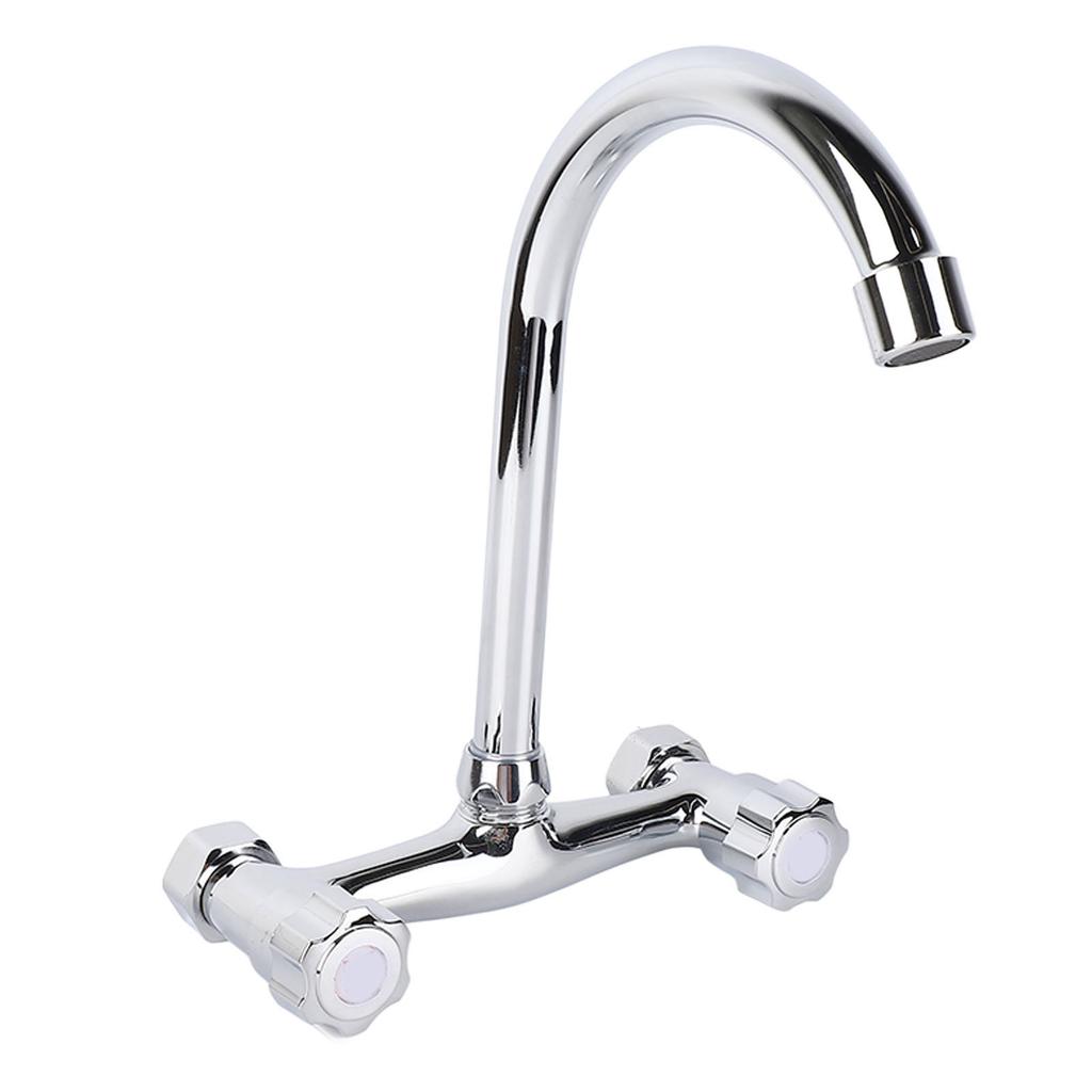 Wall Mount Kitchen Stainless Steel Smooth Surface 2 Handles Faucet Kitchen Faucet for Home