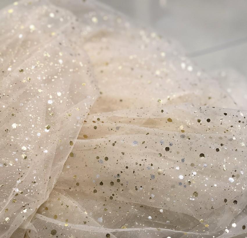 Бронзирующий Блестящий Элемент Мягкая Сетка Свадебное Платье Официальное Платье Дизайнерская Одежда Тканевый Фон Расположение Сетчатая Ткань 1.5M&1M