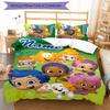 3pcs Bubble Guppies Cover Set - Personalized Name, HD Printed Bedding with 1 Cover and 2 Pillowcases - Perfect for Home Decor, Easy Care