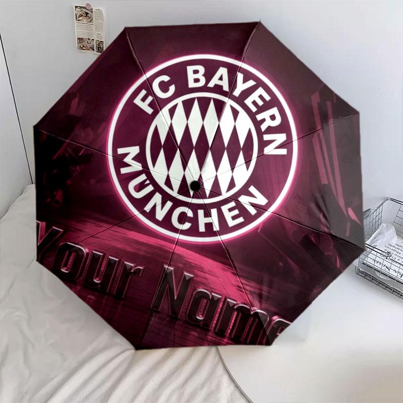1 PC Automatic Folding Umbrella - FC Bayern Munchen Custom Name Pattern, Portable & Foldable Design with 8 Ribs, Christmas Birthday Gifts