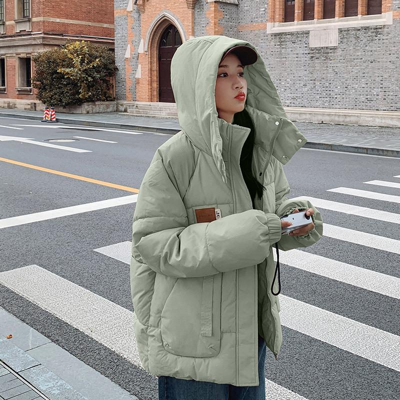 Autumn and Winter Down Cotton Jacket Korean Version Loose Hooded Short Cotton Jacket Fashion Women's Casual Warm Cotton Jacket