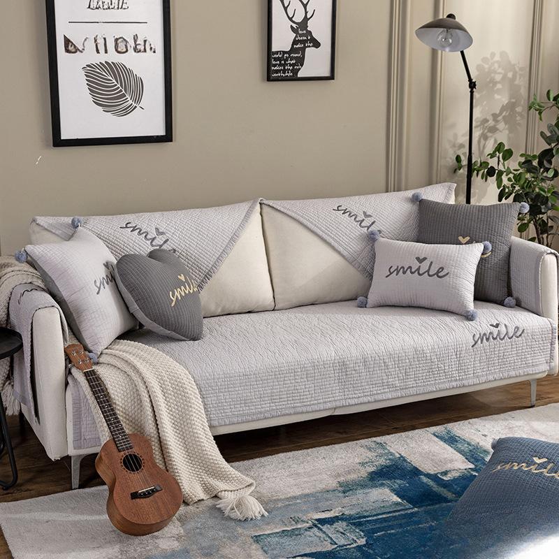 Summer Pure Cotton Sofa Cushion Fabric Simple Four-season Universal Cotton Non-slip Cushion Modern Sofa Cover Cover