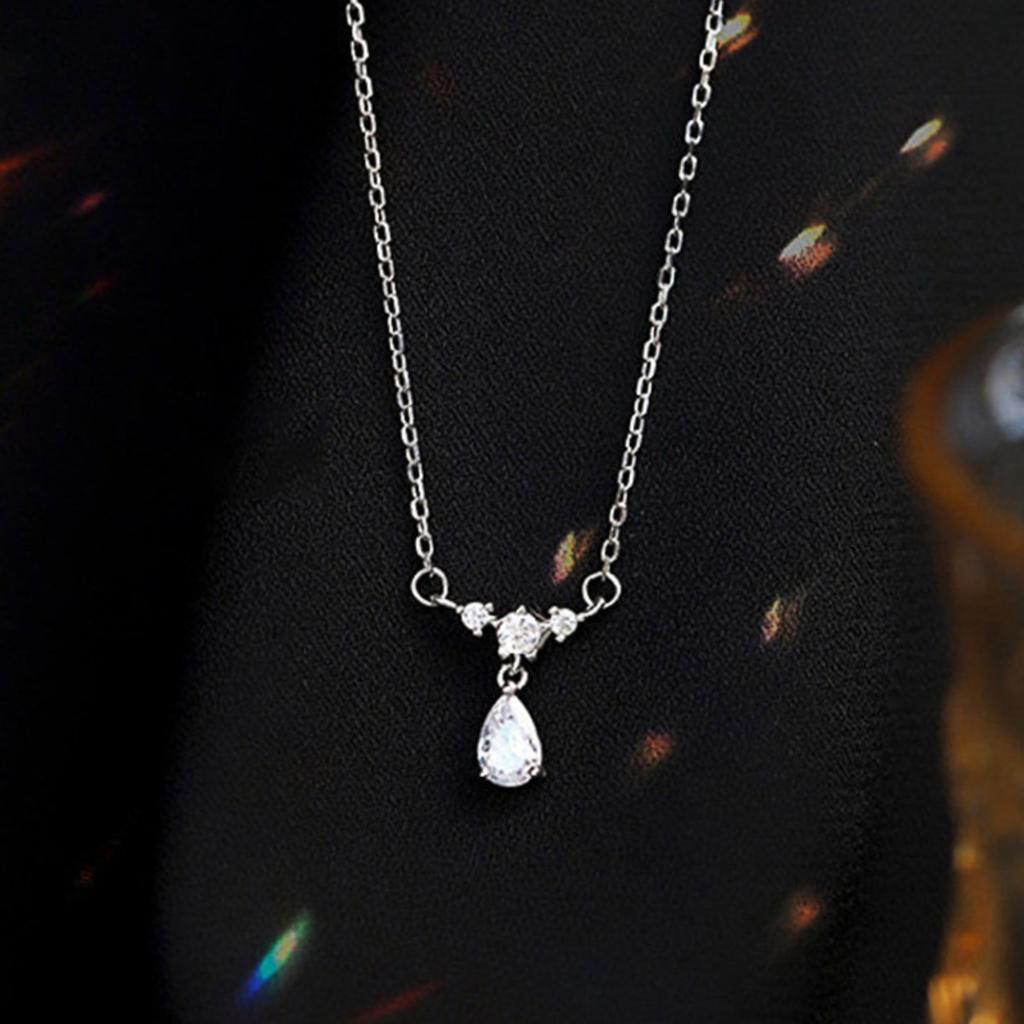 Teardrop Cubic Zirconia Pendant Necklace for Women