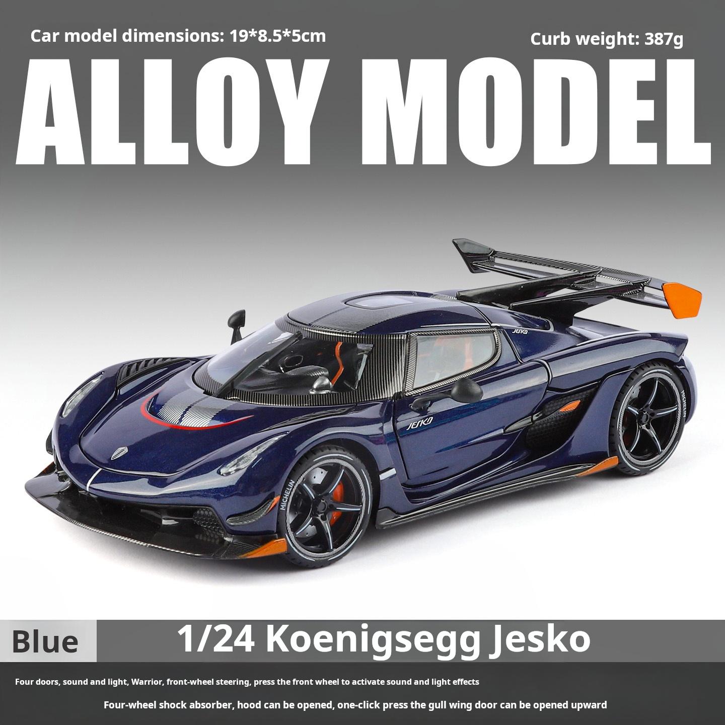 

1:24 Koenigsegg Jesko Alloy Simulation Super Car Model Exquisite Collection Decoration Toy Car & Gift Pull Back Light & Sound синий