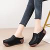 Women PU Leather Platform Shoes Non-slip Half Slippers Fashion Rocker Shoes Wedge Heels Walking Shoes