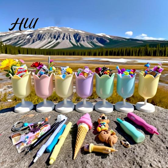 Textured Pen Holder Tulip Cute Desktop Organizer for Girls Students Smooth Surface Multi-Function Pencil Cup Desk Decor Home Office Wear-resistant