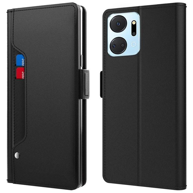 

Phone Case for Honor X7a 4G Anti-Scratch Shell Stand Card Slot and Mirror PU Leather Cover