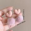 Sweet Plush Ball Earring Ear Stud Valentine's Day Earring Heart Shaped Earrings  Wedding