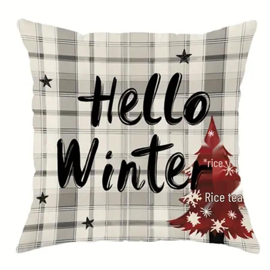 Festive Plush Christmas Pillow Cover: Holiday Atmosphere Decoration for Living Room Sofa