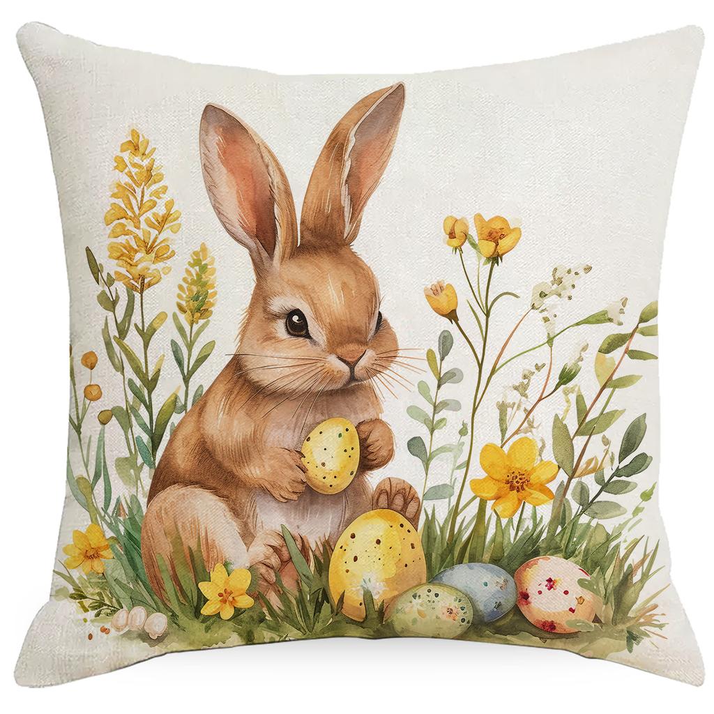 New Easter Pillowcase Country Cartoon Rabbit Easter Egg Pillowcase Sofa Cushion Pillowcase