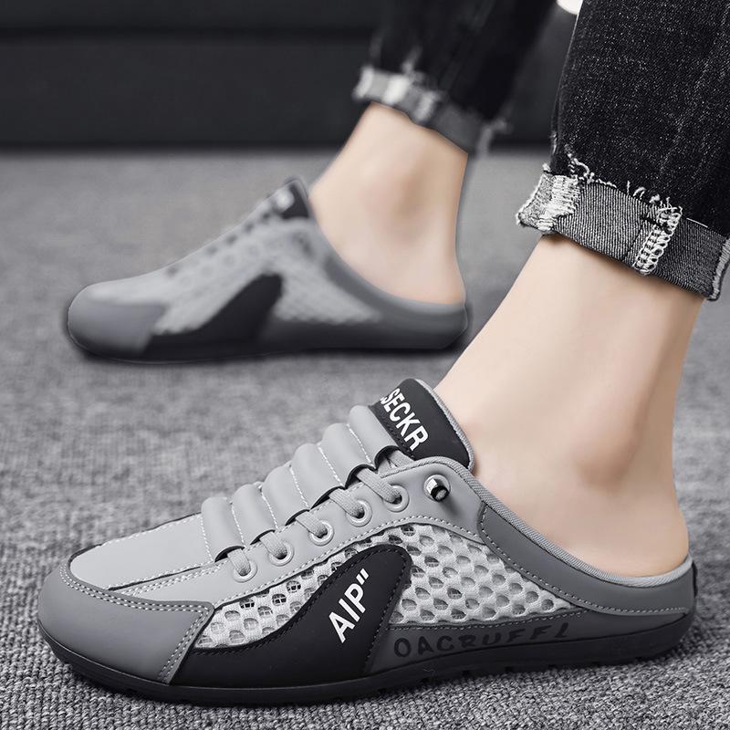 Fashion Large Size 48 Mens Shoes Summer Baotou Half Slippers New Breathable Casual Slippers Comfort Slip-On Driving Shoes Men’s Sneakers