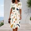 Women Plus Size Round Neck Short Sleeve Abstract Printed A Line Midi Dress