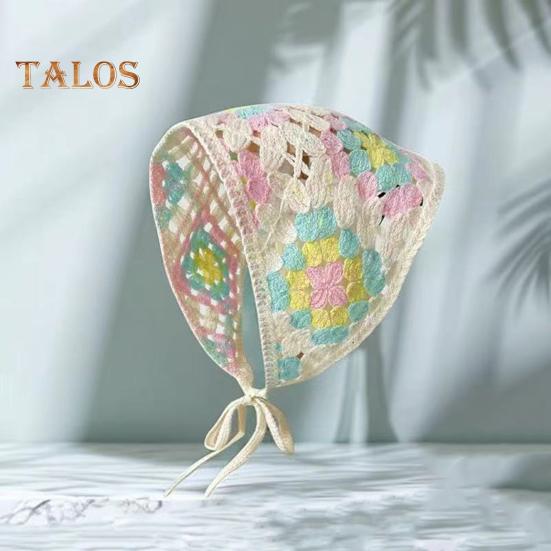 

Женский вязаный платок крючком с цветочным узором, ажурный платок для девочек, треугольная повязка на голову, аксессуары для головы S