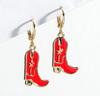 Dangly Cow Print Boot Cowboy Cowgirl Western Earrings Brown Metal Zircon Boho Bohemia Fur Hat Boot Star Earrings Golden EAR0126