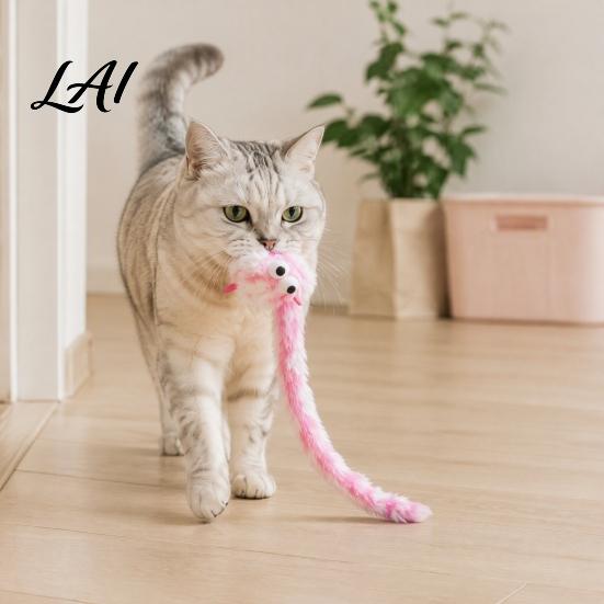 Plush Toy with Catnip Mouse Cat Catnip Long Tail Rat Chew Toy Durable Stuffed for Indoor Kittens Biting Hunting Instinct Stimulation Pet Kitten