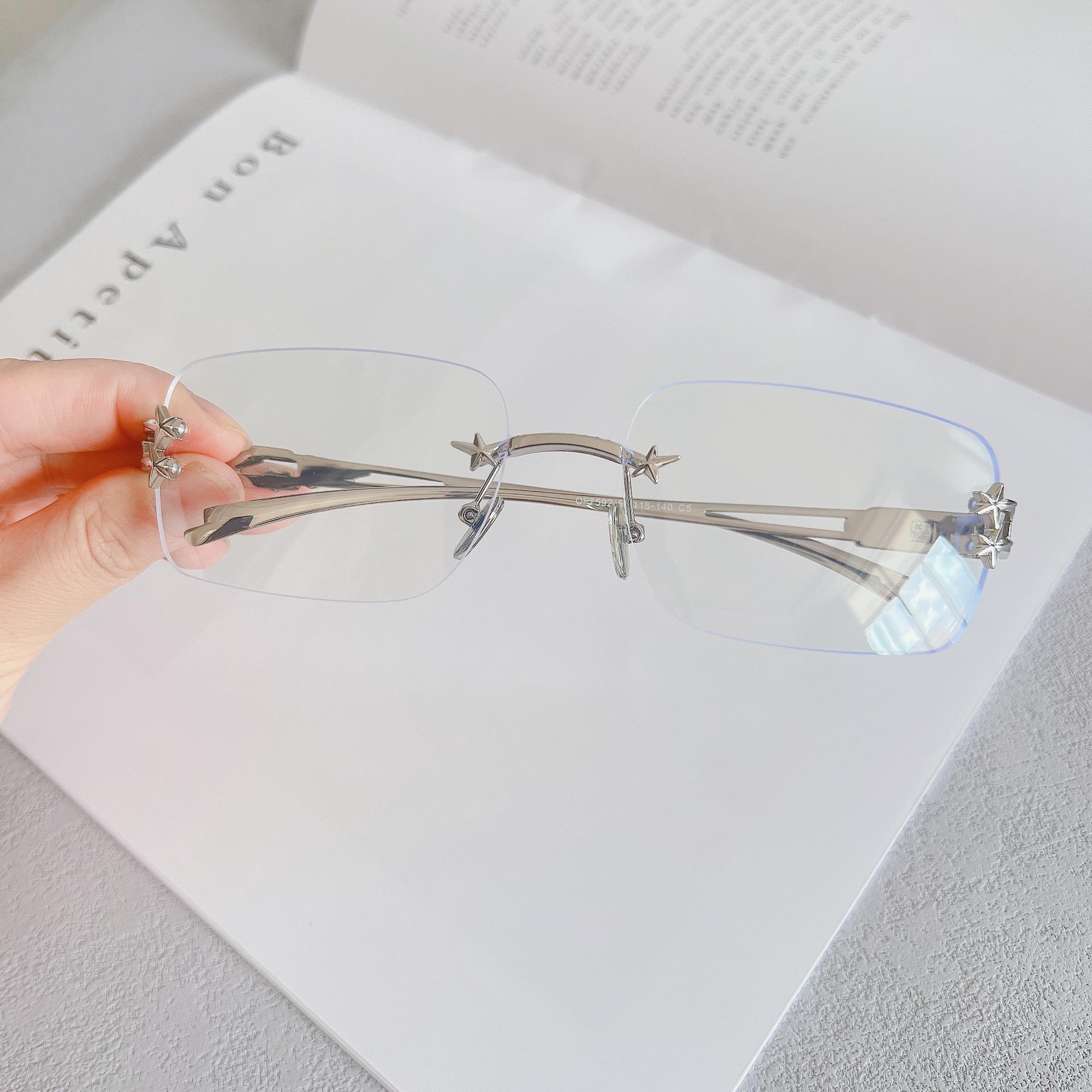 

Korean Style Sunglasses for Women Rectangular Shape Rimless Y2KSexy Women s Style Sun Glasses Rhinestone Outdoor Activity Sunglass