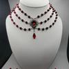 Gotický viktoriánský náhrdelník Romantický vintage krvavě červený korálkový řetízek Pro ženy Dívky Vynikající choker Šperky Doplňky Dárky