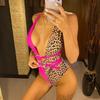 Deep V Neck Wrap Around One Piece Swimsuit Women Swimwear Female Bather Leopard High Cut Bathing Suit Swim Monokini