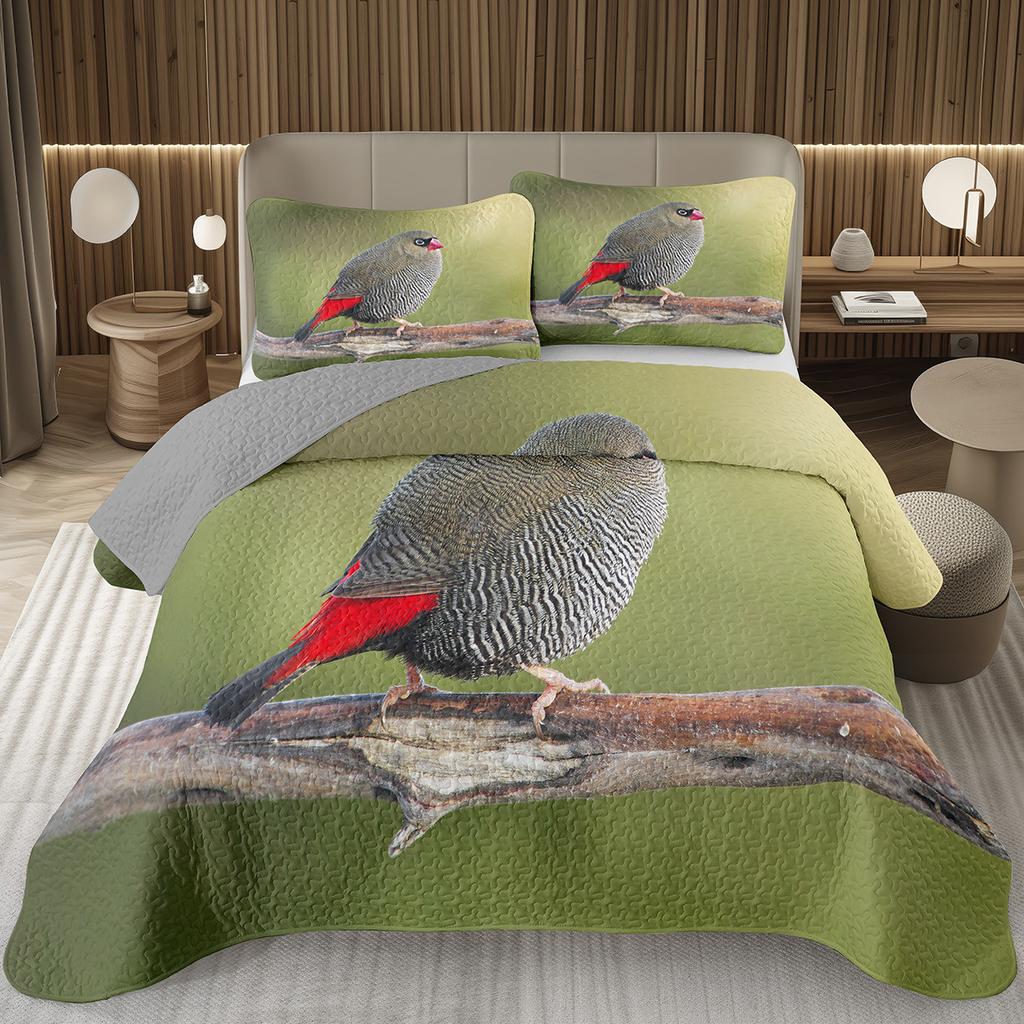 Wild Animal Bird Bedspreads Parrot Quilted Coverlet Botanical Plant Tree Branch Bedding Wildlife Quilt Set Twin/Full/Queen/King