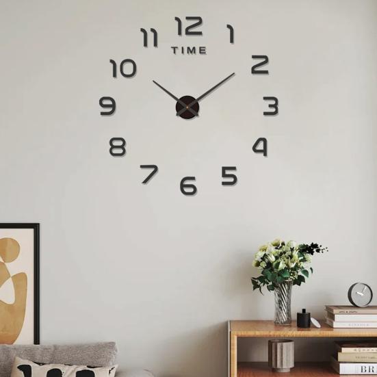 Nordic Style Wall Clock with Lasers Engraving 3D Digital Display Silent Sweep Movement Easy Installation Number Clock Room Decor