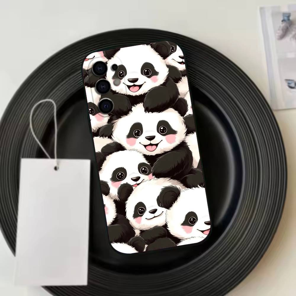 Cute Lucky P-Panda  Phone Case For Samsung S25,S24,S21,S22,S23,S30,Ultra,S20,Plus,Fe,Lite,Note,10,Black Cover