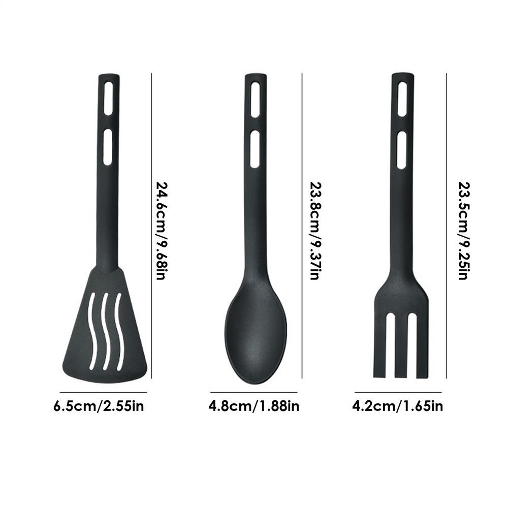 3pcs Utensils Set Serving Cooking Kitchen Cutlery Spoon Nylon Kit Spatula Tableware Portable Camping Plastic Slotted Flatware