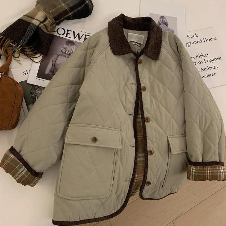 Women's Down Coats - Women Winter Coat Mid Length Velvet Collar Thickened Loose Casual Jacket Cotton Top
