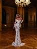 Exquisite Embroidered White Strapless Lace Bodycon Evening Wedding Dress