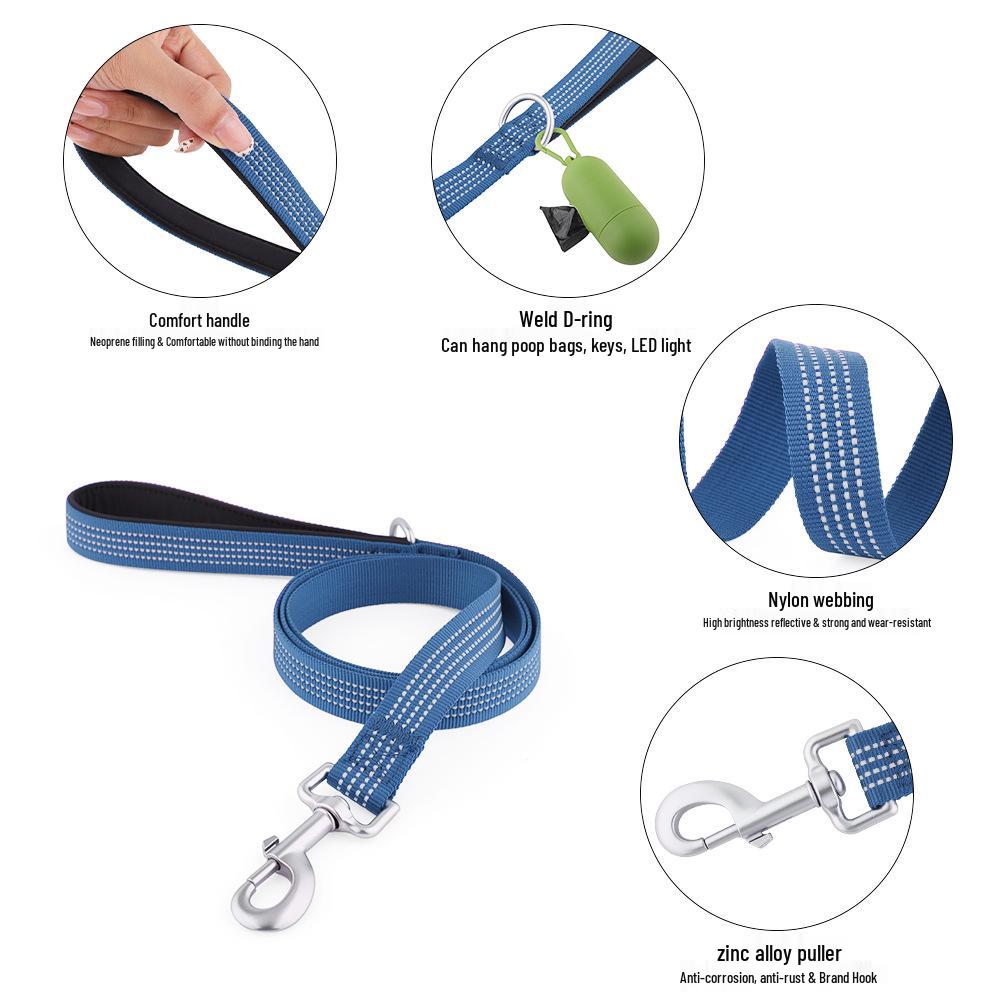 Night Reflective Dog Leash: No-Choke Design for All Sized Dogs