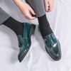 Men Green Loafers Formal Business Black Leather Shoes Office Shoes Casual Dress Prom Tuxedo Party Shoes Large Size