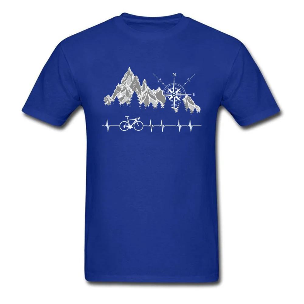Cycle Life Heartbeat Biker Tshirt Mountain Forest Hiking Printed Tops & Tees Compass Bike Casual Funny T-shirts 100% Cotton