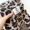 Niche leopard print knitted wool scarf women's autumn and winter thickened wool blended scarf temperament versatile and warm