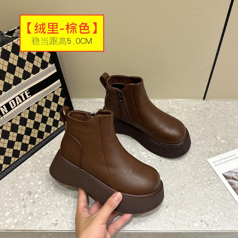 

2025 новые ботинки Мартин женские ботинки на платформе в британском стиле короткие ботинки маленькие ретро универсальные весенне-осенние одинарные ботинки зимние 40