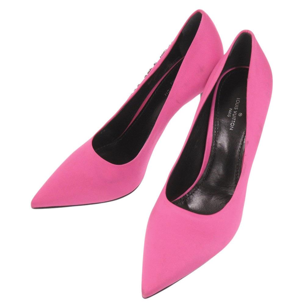 Gebrauchte AUTHENTISCHE LOUIS VUITTON callback Linie Pumps Rosa Satin/Strasssteine