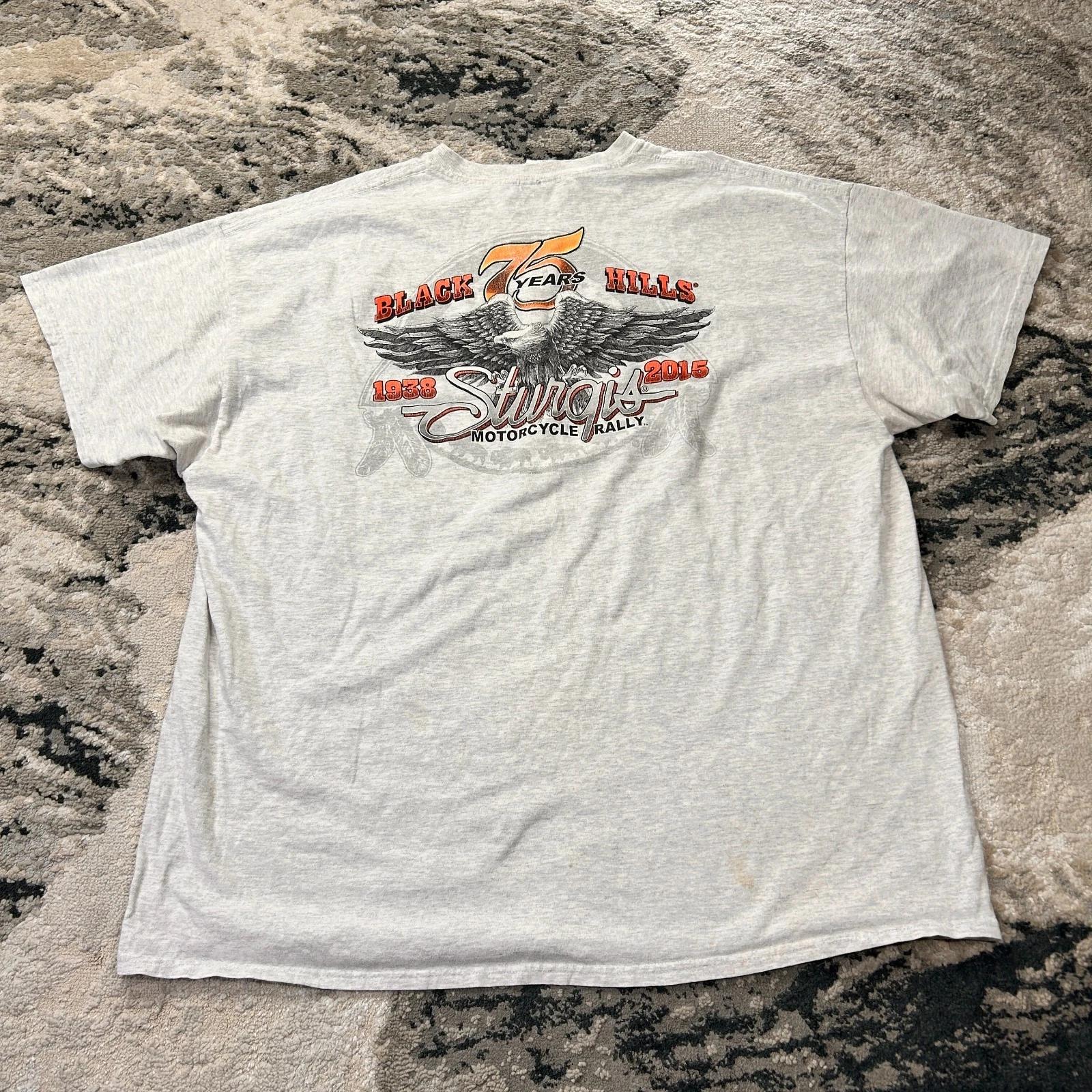 Vintage Y2K T Shirt Mens 2XL Gray Cotton Sturgis Motorcycle Rally Black Hills M