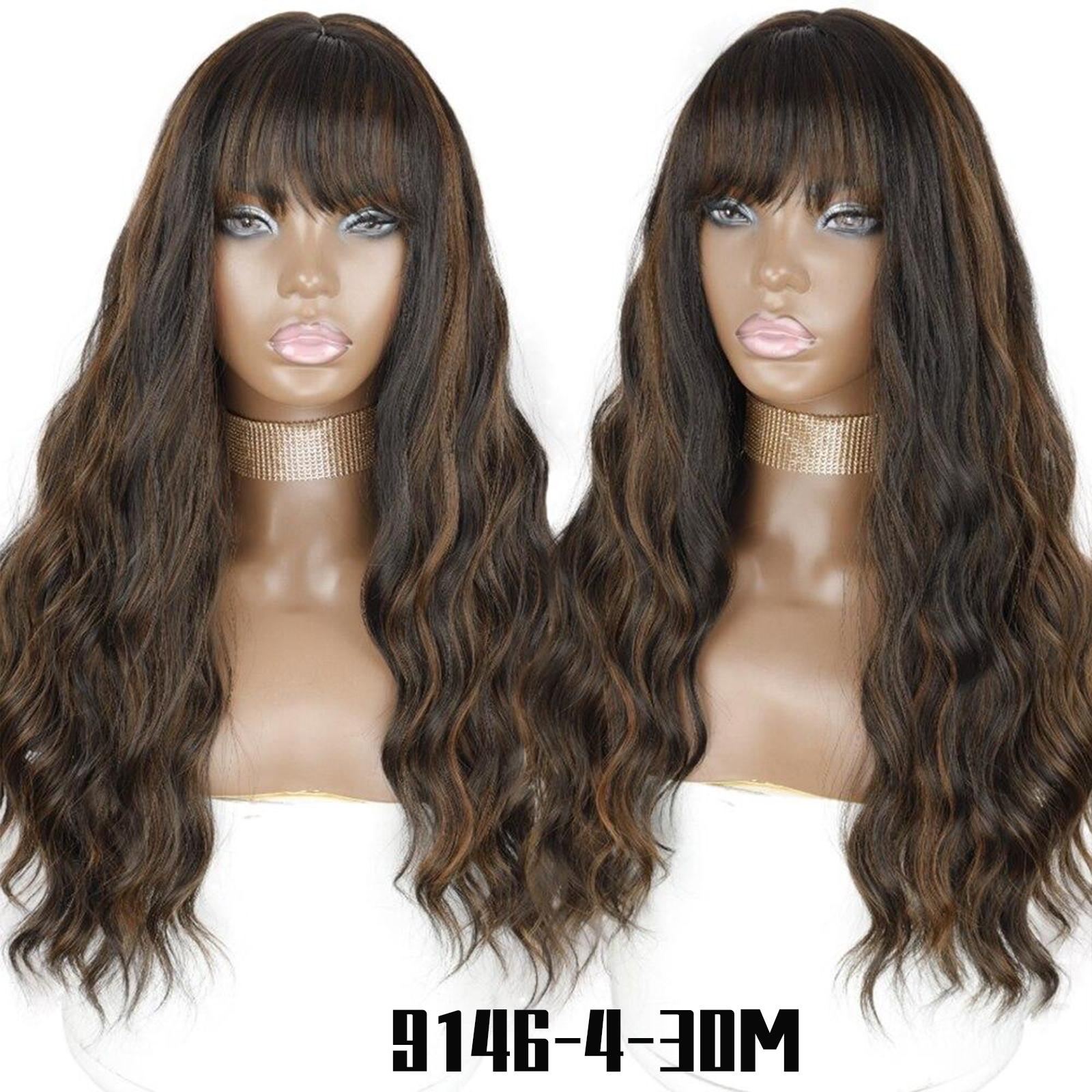 

MERISIHAIR Длинные волнистые синтетические парики с челкой Натуральный волнистый оранжевый парик для женщин Парики для косплея Термостойкие волокна парики