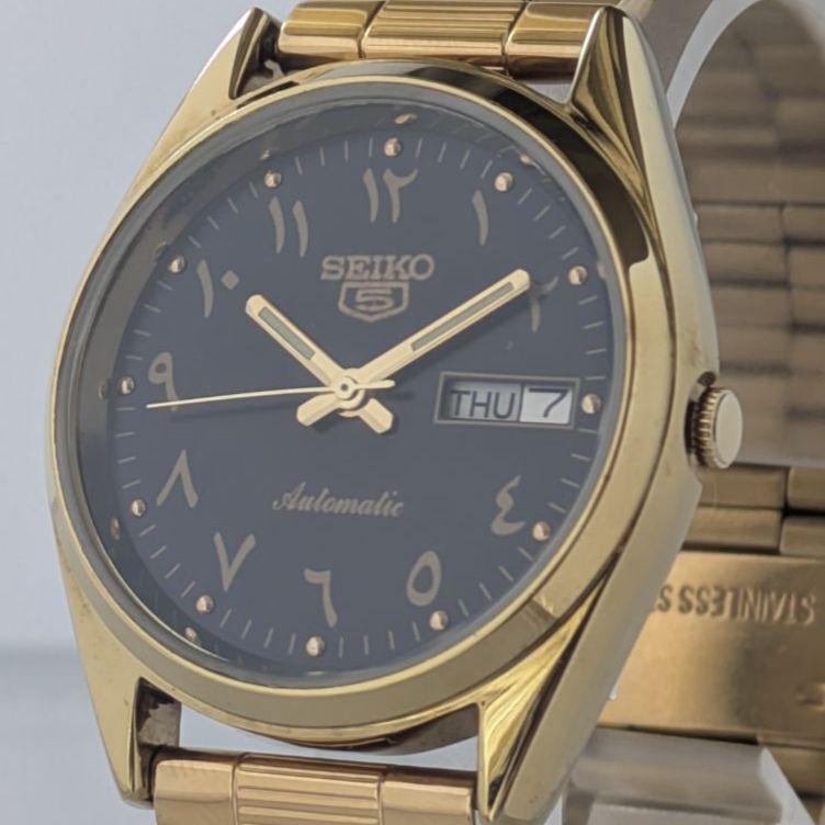 [Overhauled / Working Item] Seiko 5 Automatic 80s Vintage  Rare Black Dial Men s Retro Black Day Date Men s Watch SEIKO