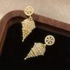 Vintage Gorgeous Hollowed Golden Plated Pendant Stud Earrings for Women's  Exquiaite Banquet Wedding Jewelry Accessories