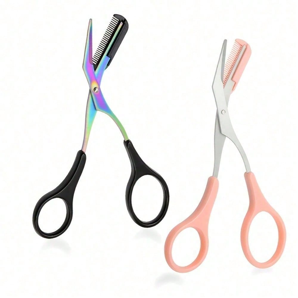 1pc Stainless Steel Eyebrow Trimming Scissors With Comb, Comb And Scissors Integrated, Precise Eyebrow Trimming Tool