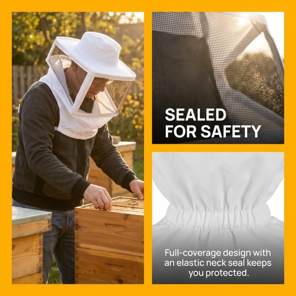 Steel Mesh Beekeeper Hat White Edging Beekeeping Veil Hat Beekeeper Cowboy Hat Farming