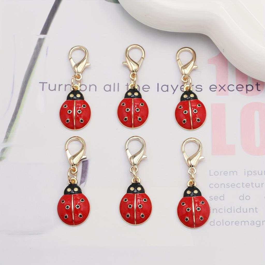 6Pcs Cute Ladybug Unisex Animal Key Chain With Lobster Clasp For Bag And Car Keys Charming Handbag Charms