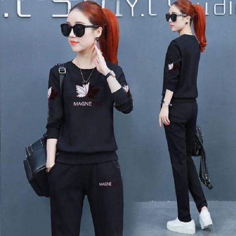 Sports Suit Women's Spring and Autumn Fashion Loose Korean Casual Wear Long-sleeved Trousers Two-piece Set