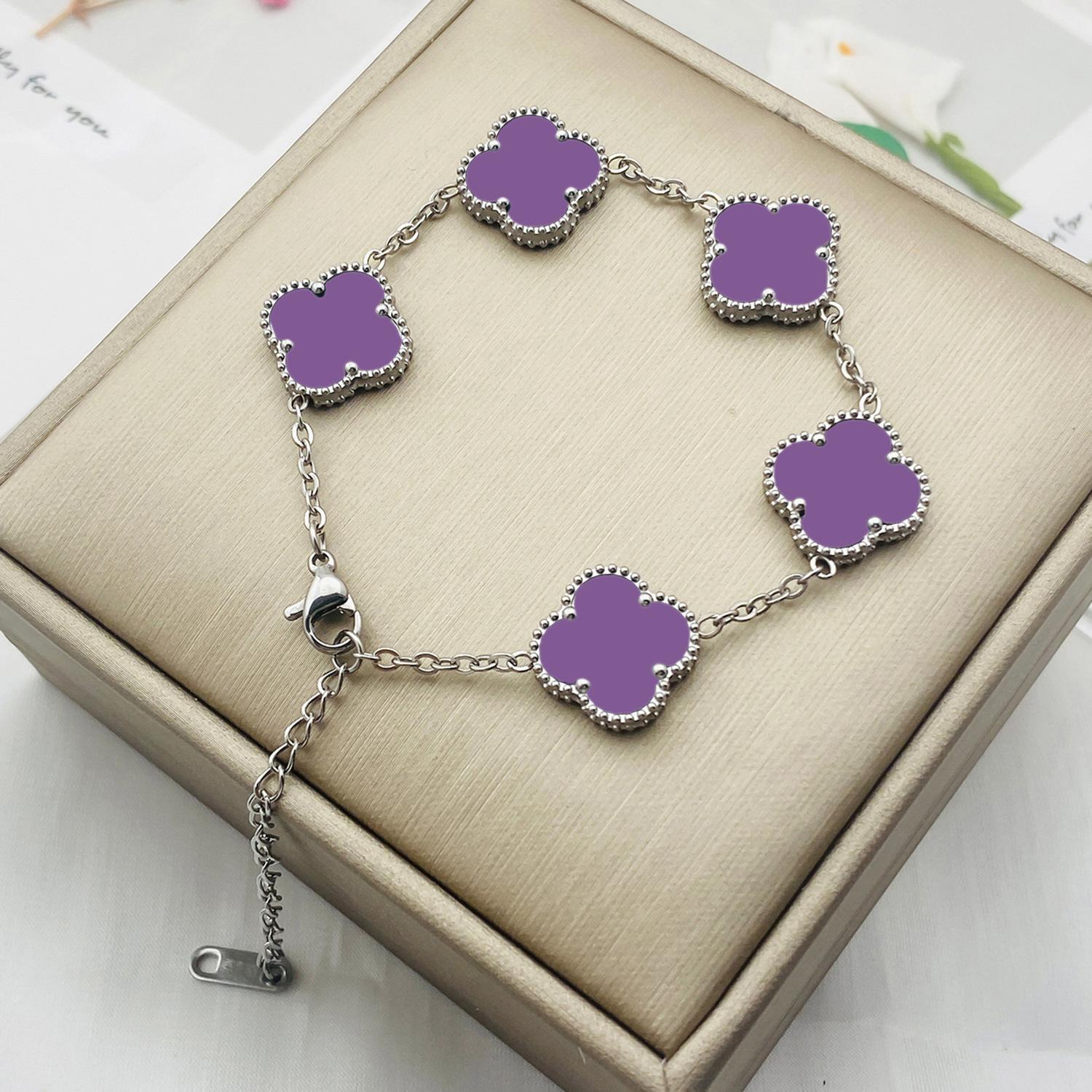 

Браслет «Четырехлистный клевер», Двусторонняя перламутровая подвеска, Женский не тускнеющий изысканный браслет в подарок девушке на День матери