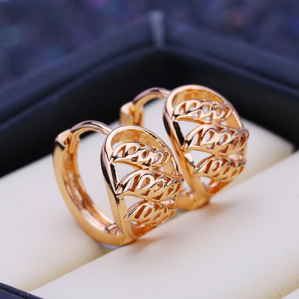 FEEYOO Clip Earrings Rose Gold Color Fashion Earring For Women Cubic Zirconia Stud Earrings Jewelry