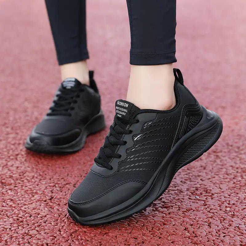 Athletic Shoe for Women Shoes Sneakers Black Running Shoes Pu Leather Sports Chunky Sneakers Trainers Sports Shoes Woman