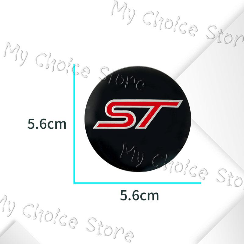 4Pcs 56mm Car Styling ST Logo Emblem Wheel Center Hub Cap Rim Hub Dustproof Cover Sticker For Ford ST Fiesta Mustang Shelby GT